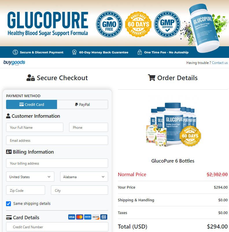 GlucoPure Order Page